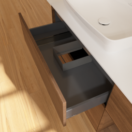 Тумба под раковину Villeroy & Boch Finion 120х50,1 см с подсветкой МДФ шпон грецкого ореха/стекло белое матовое F811GNGN