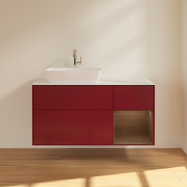 Тумба под раковину Villeroy & Boch Finion 120х50,1 см с подсветкой МДФ пион матовый лак/стекло белое матовое F811GNHB