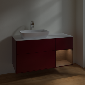 Тумба под раковину Villeroy & Boch Finion 120х50,1 см с подсветкой МДФ пион матовый лак/стекло белое матовое F811GNHB