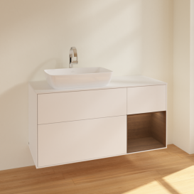 Тумба под раковину Villeroy & Boch Finion 120х50,1 см с подсветкой МДФ белый матовый лак/стекло белое матовое F811GNMT