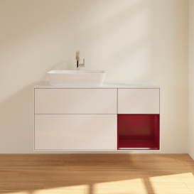 Тумба под раковину Villeroy & Boch Finion 120х50,1 см с подсветкой МДФ глянцевый белый лак/стекло белое матовое F811HBGF