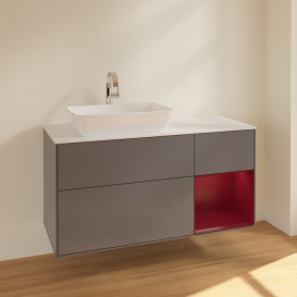 Тумба под раковину Villeroy & Boch Finion 120х50,1 см с подсветкой МДФ антрацит матовый лак/стекло белое матовое F811HBGK