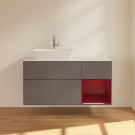 Тумба под раковину Villeroy & Boch Finion 120х50,1 см с подсветкой МДФ антрацит матовый лак/стекло белое матовое F811HBGK