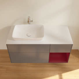 Тумба под раковину Villeroy & Boch Finion 120х50,1 см с подсветкой МДФ антрацит матовый лак/стекло белое матовое F811HBGK