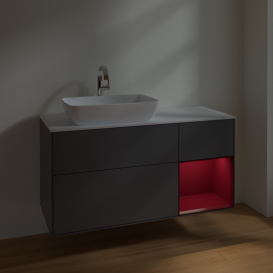 Тумба под раковину Villeroy & Boch Finion 120х50,1 см с подсветкой МДФ антрацит матовый лак/стекло белое матовое F811HBGK