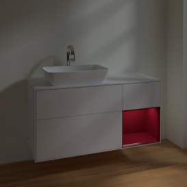 Тумба под раковину Villeroy & Boch Finion 120х50,1 см с подсветкой МДФ белый матовый лак/стекло белое матовое F811HBMT