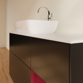 Тумба под раковину Villeroy & Boch Finion 120х50,1 см с подсветкой МДФ черный матовый лак/стекло белое матовое F811HBPD