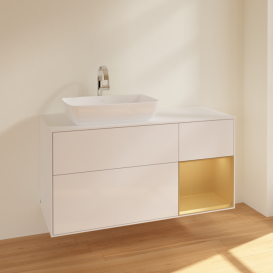 Тумба под раковину Villeroy & Boch Finion 120х50,1 см с подсветкой МДФ глянцевый белый лак/стекло белое матовое F811HFGF