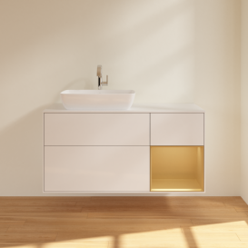 Тумба под раковину Villeroy & Boch Finion 120х50,1 см с подсветкой МДФ глянцевый белый лак/стекло белое матовое F811HFGF