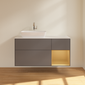 Тумба под раковину Villeroy & Boch Finion 120х50,1 см с подсветкой МДФ антрацит матовый лак/стекло белое матовое F811HFGK