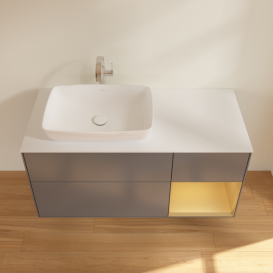 Тумба под раковину Villeroy & Boch Finion 120х50,1 см с подсветкой МДФ антрацит матовый лак/стекло белое матовое F811HFGK