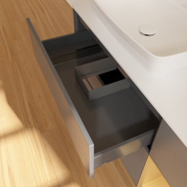 Тумба под раковину Villeroy & Boch Finion 120х50,1 см с подсветкой МДФ антрацит матовый лак/стекло белое матовое F811HFGK