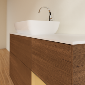 Тумба под раковину Villeroy & Boch Finion 120х50,1 см с подсветкой МДФ шпон грецкого ореха/стекло белое матовое F811HFGN