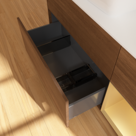 Тумба под раковину Villeroy & Boch Finion 120х50,1 см с подсветкой МДФ шпон грецкого ореха/стекло белое матовое F811HFGN