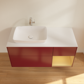 Тумба под раковину Villeroy & Boch Finion 120х50,1 см с подсветкой МДФ пион матовый лак/стекло белое матовое F811HFHB