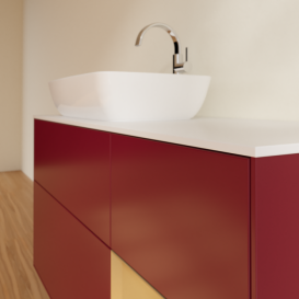 Тумба под раковину Villeroy & Boch Finion 120х50,1 см с подсветкой МДФ пион матовый лак/стекло белое матовое F811HFHB