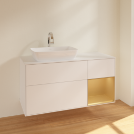 Тумба под раковину Villeroy & Boch Finion 120х50,1 см с подсветкой МДФ белый матовый лак/стекло белое матовое F811HFMT