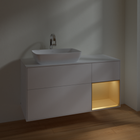 Тумба под раковину Villeroy & Boch Finion 120х50,1 см с подсветкой МДФ белый матовый лак/стекло белое матовое F811HFMT