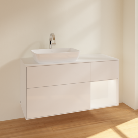 Тумба под раковину Villeroy & Boch Finion 120х50,1 см с подсветкой МДФ глянцевый белый лак/стекло белое матовое F811MTGF