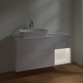 Тумба под раковину Villeroy & Boch Finion 120х50,1 см с подсветкой МДФ глянцевый белый лак/стекло белое матовое F811MTGF