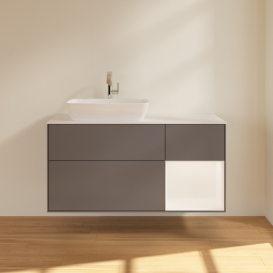 Тумба под раковину Villeroy & Boch Finion 120х50,1 см с подсветкой МДФ антрацит матовый лак/стекло белое матовое F811MTGK