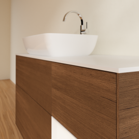 Тумба под раковину Villeroy & Boch Finion 120х50,1 см с подсветкой МДФ шпон грецкого ореха/стекло белое матовое F811MTGN