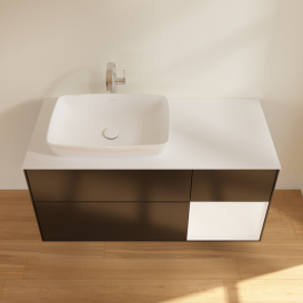 Тумба под раковину Villeroy & Boch Finion 120х50,1 см с подсветкой МДФ черный матовый лак/стекло белое матовое F811MTPD