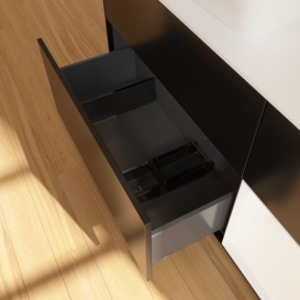 Тумба под раковину Villeroy & Boch Finion 120х50,1 см с подсветкой МДФ черный матовый лак/стекло белое матовое F811MTPD