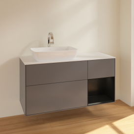 Тумба под раковину Villeroy & Boch Finion 120х50,1 см с подсветкой МДФ антрацит матовый лак/стекло белое матовое F811PDGK