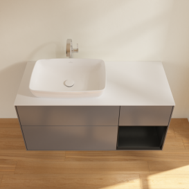 Тумба под раковину Villeroy & Boch Finion 120х50,1 см с подсветкой МДФ антрацит матовый лак/стекло белое матовое F811PDGK