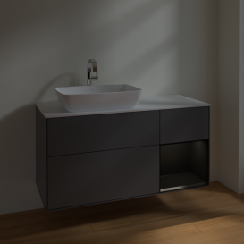 Тумба под раковину Villeroy & Boch Finion 120х50,1 см с подсветкой МДФ антрацит матовый лак/стекло белое матовое F811PDGK