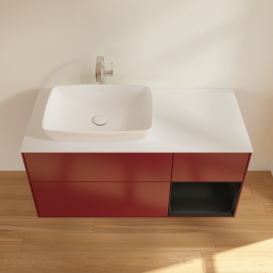 Тумба под раковину Villeroy & Boch Finion 120х50,1 см с подсветкой МДФ пион матовый лак/стекло белое матовое F811PDHB