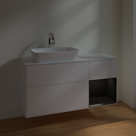 Тумба под раковину Villeroy & Boch Finion 120х50,1 см с подсветкой МДФ белый матовый лак/стекло белое матовое F811PDMT