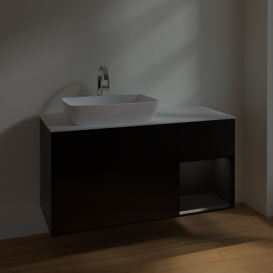 Тумба под раковину Villeroy & Boch Finion 120х50,1 см с подсветкой МДФ черный матовый лак/стекло белое матовое F811PDPD