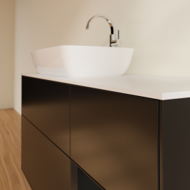 Тумба под раковину Villeroy & Boch Finion 120х50,1 см с подсветкой МДФ черный матовый лак/стекло белое матовое F811PDPD