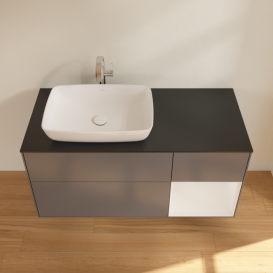 Тумба под раковину Villeroy & Boch Finion 120х50,1 см с подсветкой МДФ антрацит матовый лак/стекло черное матовое F812GFGK