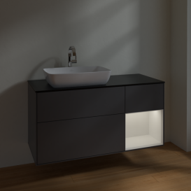 Тумба под раковину Villeroy & Boch Finion 120х50,1 см с подсветкой МДФ антрацит матовый лак/стекло черное матовое F812GFGK