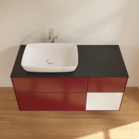 Тумба под раковину Villeroy & Boch Finion 120х50,1 см с подсветкой МДФ пион матовый лак/стекло черное матовое F812GFHB