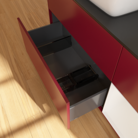 Тумба под раковину Villeroy & Boch Finion 120х50,1 см с подсветкой МДФ пион матовый лак/стекло черное матовое F812GFHB