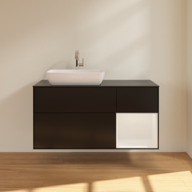 Тумба под раковину Villeroy & Boch Finion 120х50,1 см с подсветкой МДФ черный матовый лак/стекло черное матовое F812GFPD