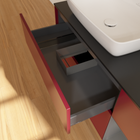 Тумба под раковину Villeroy & Boch Finion 120х50,1 см с подсветкой МДФ пион матовый лак/стекло черное матовое F812GKHB