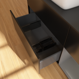 Тумба под раковину Villeroy & Boch Finion 120х50,1 см с подсветкой МДФ черный матовый лак/стекло черное матовое F812GKPD