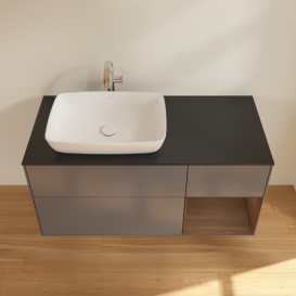 Тумба под раковину Villeroy & Boch Finion 120х50,1 см с подсветкой МДФ антрацит матовый лак/стекло черное матовое F812GNGK