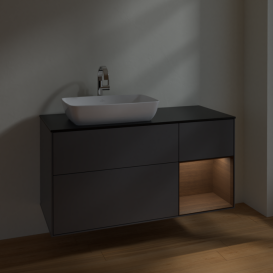 Тумба под раковину Villeroy & Boch Finion 120х50,1 см с подсветкой МДФ антрацит матовый лак/стекло черное матовое F812GNGK