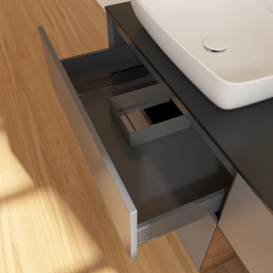 Тумба под раковину Villeroy & Boch Finion 120х50,1 см с подсветкой МДФ антрацит матовый лак/стекло черное матовое F812GNGK