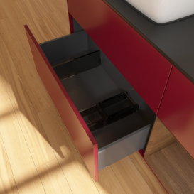 Тумба под раковину Villeroy & Boch Finion 120х50,1 см с подсветкой МДФ пион матовый лак/стекло черное матовое F812GNHB