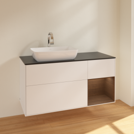 Тумба под раковину Villeroy & Boch Finion 120х50,1 см с подсветкой МДФ белый матовый лак/стекло черное матовое F812GNMT