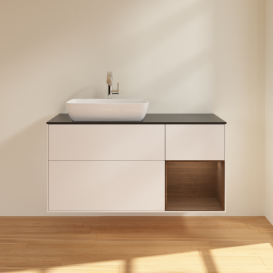 Тумба под раковину Villeroy & Boch Finion 120х50,1 см с подсветкой МДФ белый матовый лак/стекло черное матовое F812GNMT