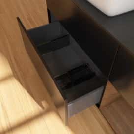 Тумба под раковину Villeroy & Boch Finion 120х50,1 см с подсветкой МДФ черный матовый лак/стекло черное матовое F812GNPD