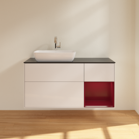 Тумба под раковину Villeroy & Boch Finion 120х50,1 см с подсветкой МДФ глянцевый белый лак/стекло черное матовое F812HBGF